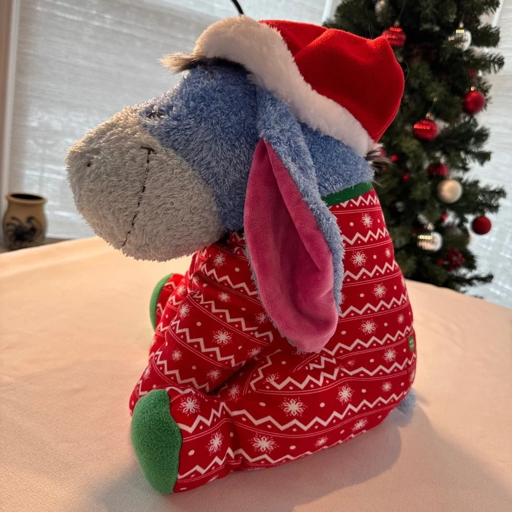 Disney Parks Weighted Eeyore Pooh Plush Stuffed Animal‎ Christmas Pajamas Santa